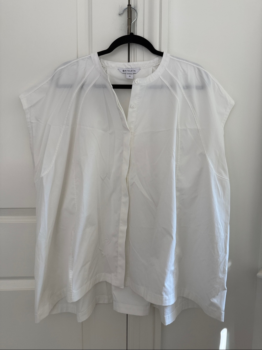 Athleta White Performance Poplin Popover Top Size 3X